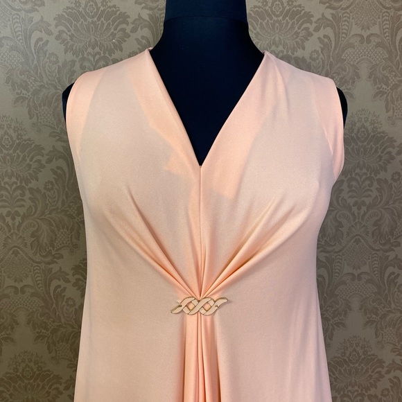 Vintage 70s Grecian Peach Union Label Maxi Hostess Dress - Picture 6 of 11